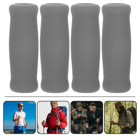 OATIPHO 4Pcs Crutch Handle Grips Thickened Grey Nonslip Walking Cane Accessory Wraps