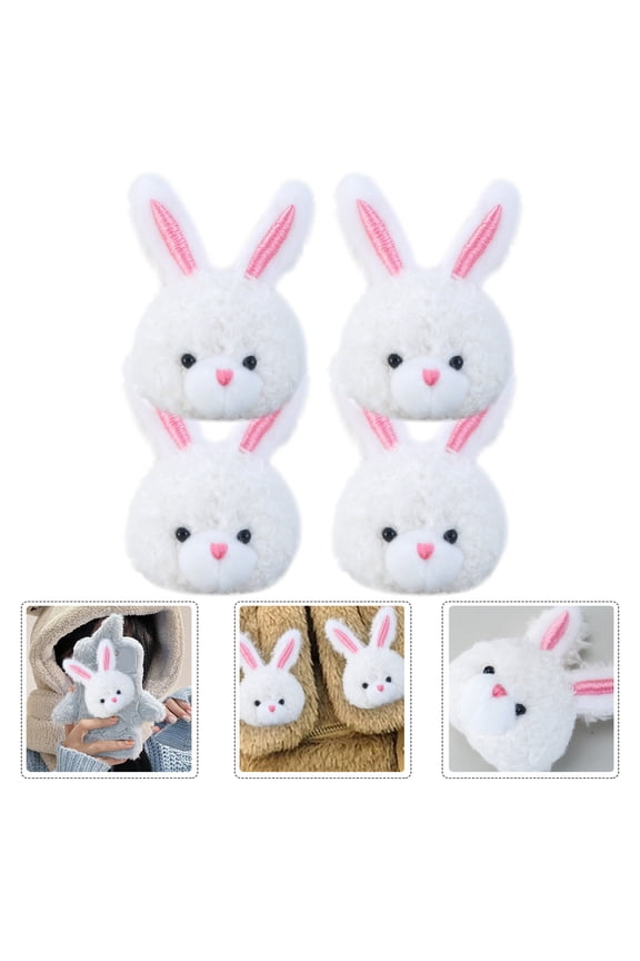 4Pcs Soft White Plush Rabbit Decorative Pins for Hats Scarves and Clothing
