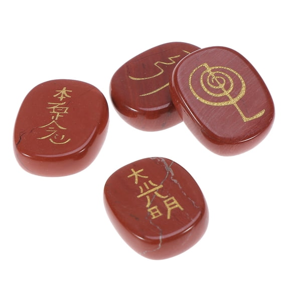MUSEYA 4Set Moonstone Palm Stone Gemstone Dark Red for Holistic Treatment and Ritual