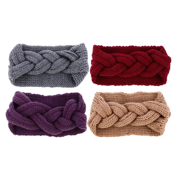 OATIPHO 4Pcs Soft Warm Knitted Ear Warmer Headbands with Button for Winter Outdoor Use