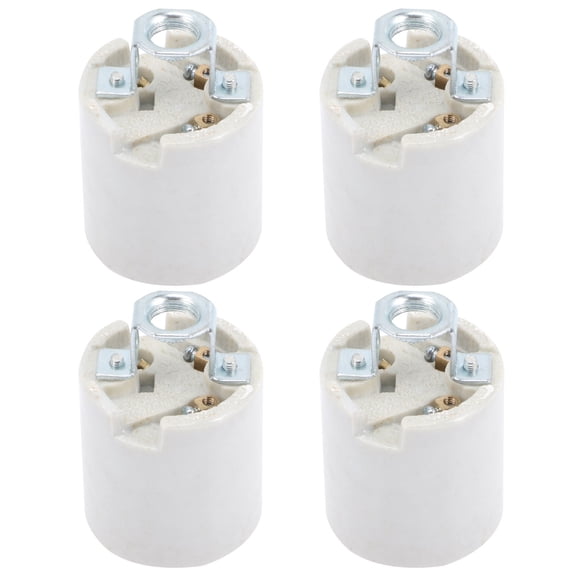OATIPHO 4Pcs E26 Screw Lamp Socket Beige Ceramic Light Bulb Base Holder for Industrial Style Lighting