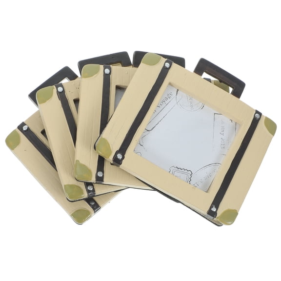 MUSEYA 4pcs Memory Photo Frame Light Brown Resin Decorative Item Retro Rectangle Family Photo Holder