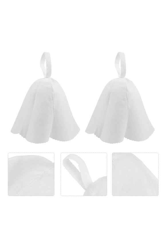 4Pcs Assorted Felt Sauna Caps Comfortable Hair Dry Hats with Hanging Ring
