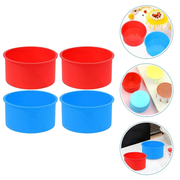OATIPHO 4Pcs Silicone Cake Pan Set Non Stick Bakeware Molds for Oven Refrigerator and Microwave
