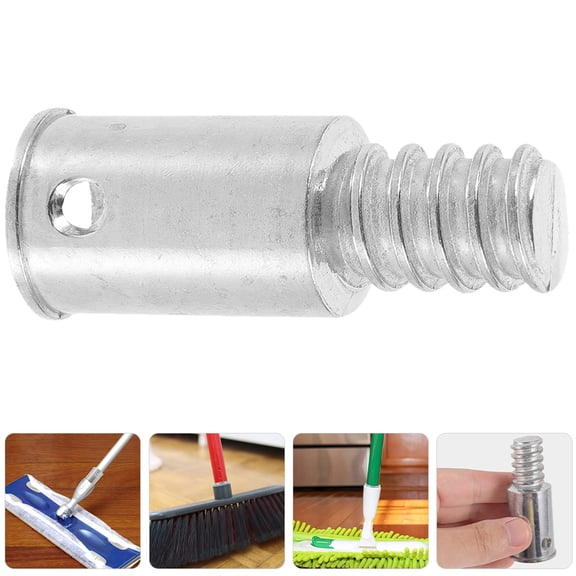 OATIPHO 4Pcs Aluminum Telescoping Pole Threaded Tip Replacement for Broom Handle Secure Connection Plated Silver