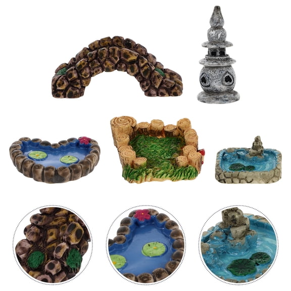 OATIPHO 5Pcs Micro Landscaping Decor Potted Plant Resin Crafts for Garden Yard Balcony with Assorted Colors