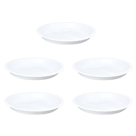 MUSEYA 5 Pcs Planter Plate Round Plastic White For Indoor Plants To Maintain Moisture Levels