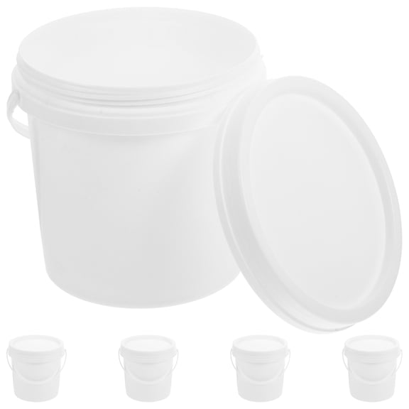 OATIPHO 5Pcs Multipurpose White Plastic Bucket with Handle and Lid Practical Water Pail