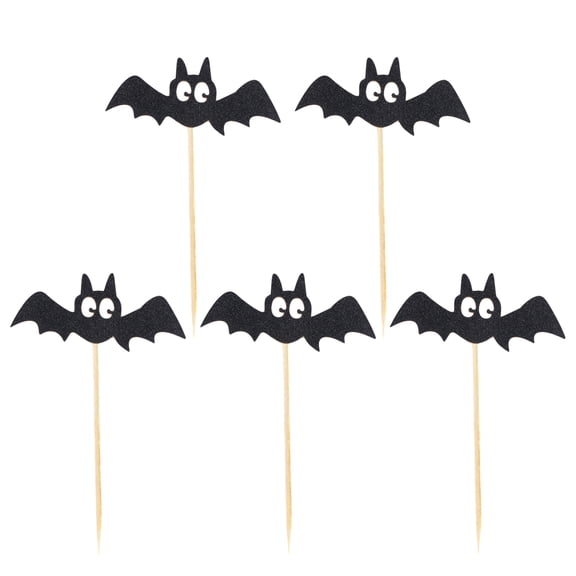 MUSEYA 5 Pcs Scary Cake Topper  Picks Black Bamboo for Ghost Festival Decoration