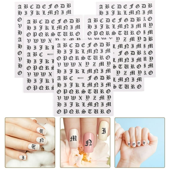 MUSEYA 5 Sheets of Tiny Letter Stickers Self-Adhesive PVC Black for Various Occasions Women