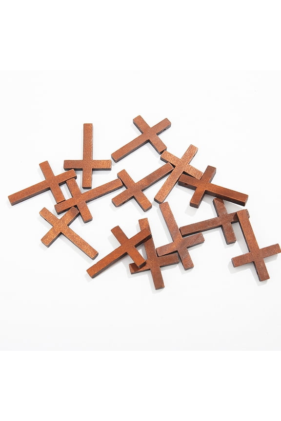 Retro Wooden Cross Pendant for Necklace and Bag Decoration - Brown