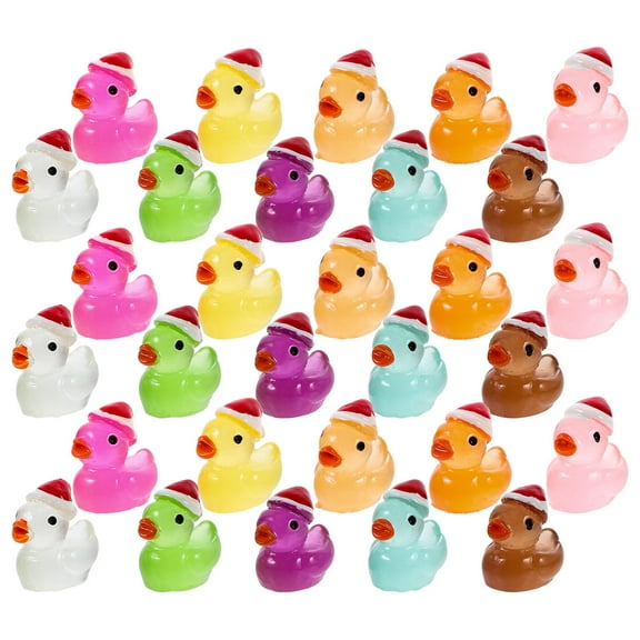 MUSEYA Small Animals Figures Mini Duck Figurines Multi-Colored Resin 50Pcs