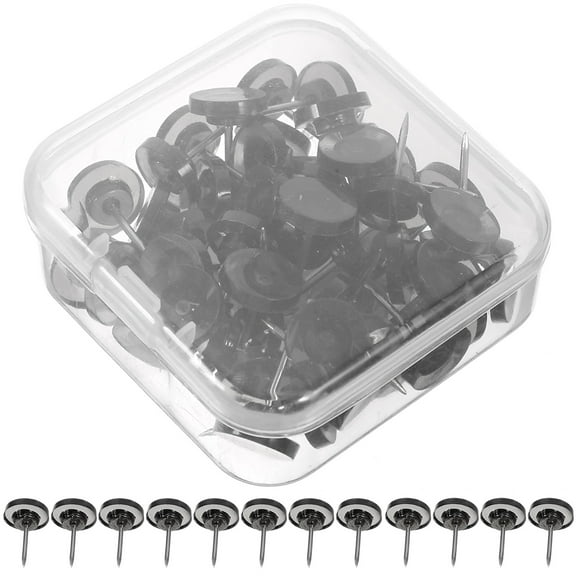 OATIPHO 50pcs Decorative Thumb Tacks Push Pin Set Plastic Black General Users Travel Photo Display