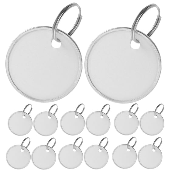 MUSEYA 50Set Key Labels With Round Rings Silver Paper Prevent Loss For Flash Drives
