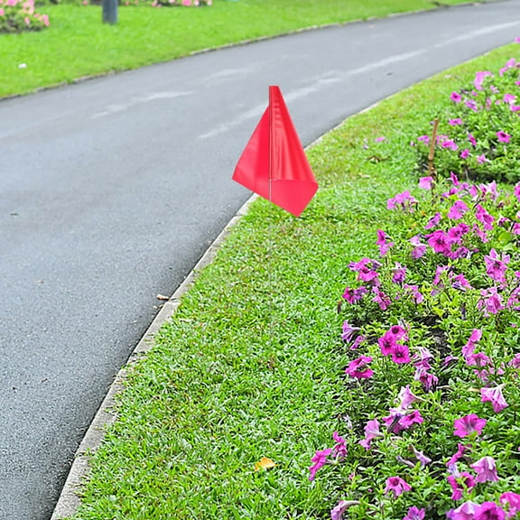 OATIPHO 50Pcs Red Marking Flags for Garden Decoration Triangular Landscaping Marker Flags