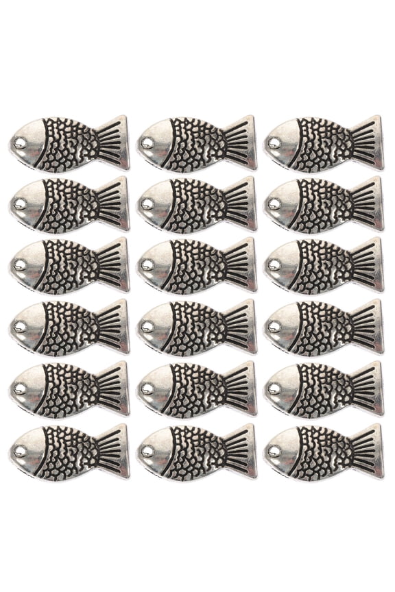 50pcs Cute Bag Charms Silver Alloy Carp Shape DIY Jewelry Making Retro Keychains