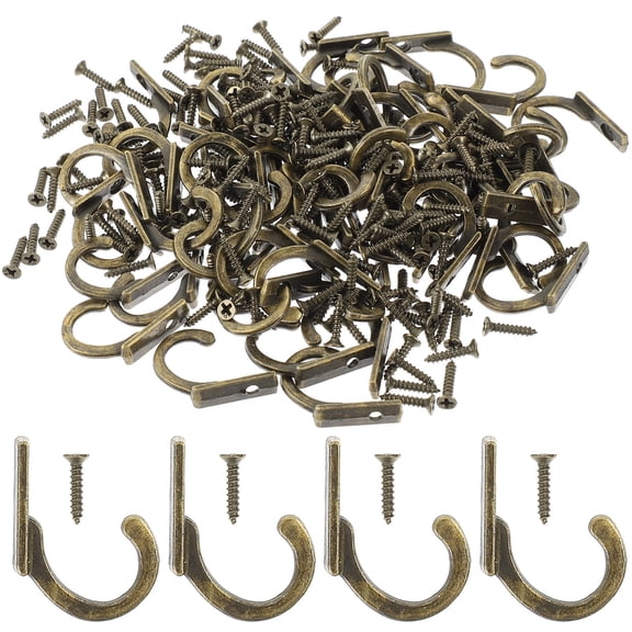 OATIPHO 58Pcs Rustic Coffee Cup Holder Wall Mounted Hooks Dark Brown Zinc Alloy