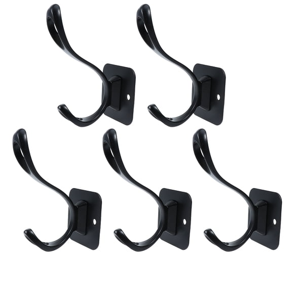 OATIPHO 5Pcs Vintage Black Wall Coat Hanger Minimalist Single Hook for Heavy Coats Handbags Towels
