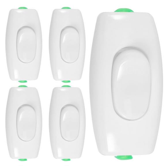 MUSEYA 5Pcs Lamp Switch Replacement Plastic White Simple Design Inline Cord Control