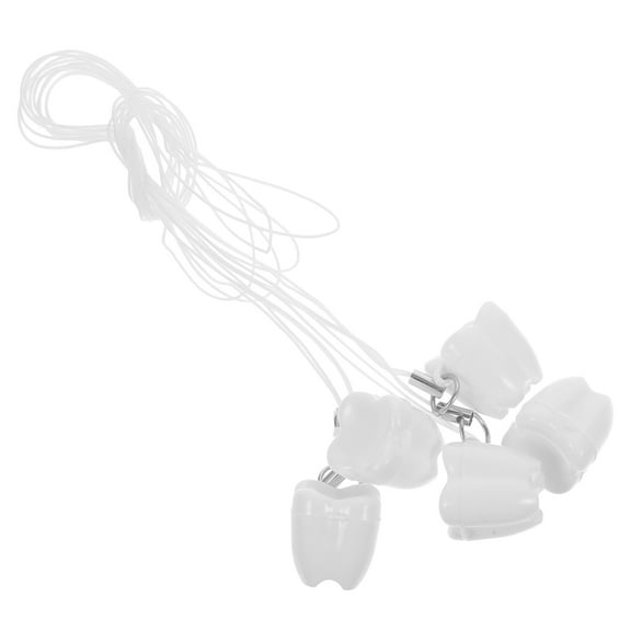 OATIPHO 5Pcs White Lost Tooth Cases Reusable Plastic Tooth Boxes with Hanging Rope for Home Storage