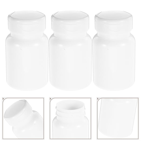MUSEYA 5Pcs Travel Pill Bottle White PET Medication Bottles for Adults Outdoor Activities Simple Design