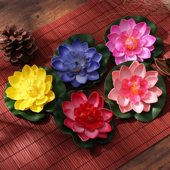 OATIPHO 5Pcs Artificial Floating Lotus Flower with Eva Material for Indoor and Outdoor Decoration