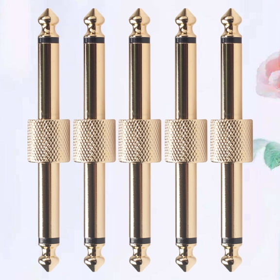 OATIPHO 5Pcs Effect Pedal Connector 6.35mm Male Plug Golden Durable for Guitar Effects Pedal