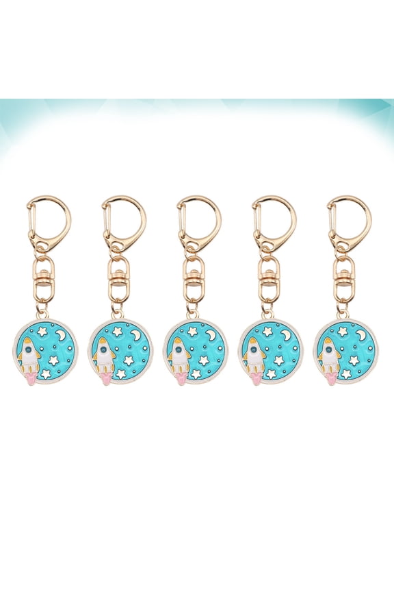 5Pcs Sky Blue Metal Keychains Creative Alloy Key Rings Durable Key Holder Accessories