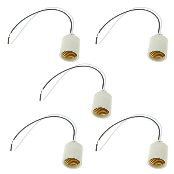 OATIPHO 5Pcs E27 Ceramic Light Socket White Lamp Base Temperature Resistant for Lighting Use