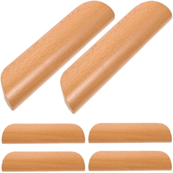 MUSEYA 6 Pcs Semicircle Door Handle Khaki Beech Wood Rustic Furniture