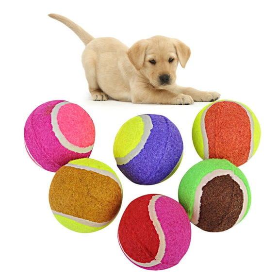 MUSEYA Pet Squeaky Toy Tennis Balls 6PCS 2.6Inch Rubber For Puppies And Dogs