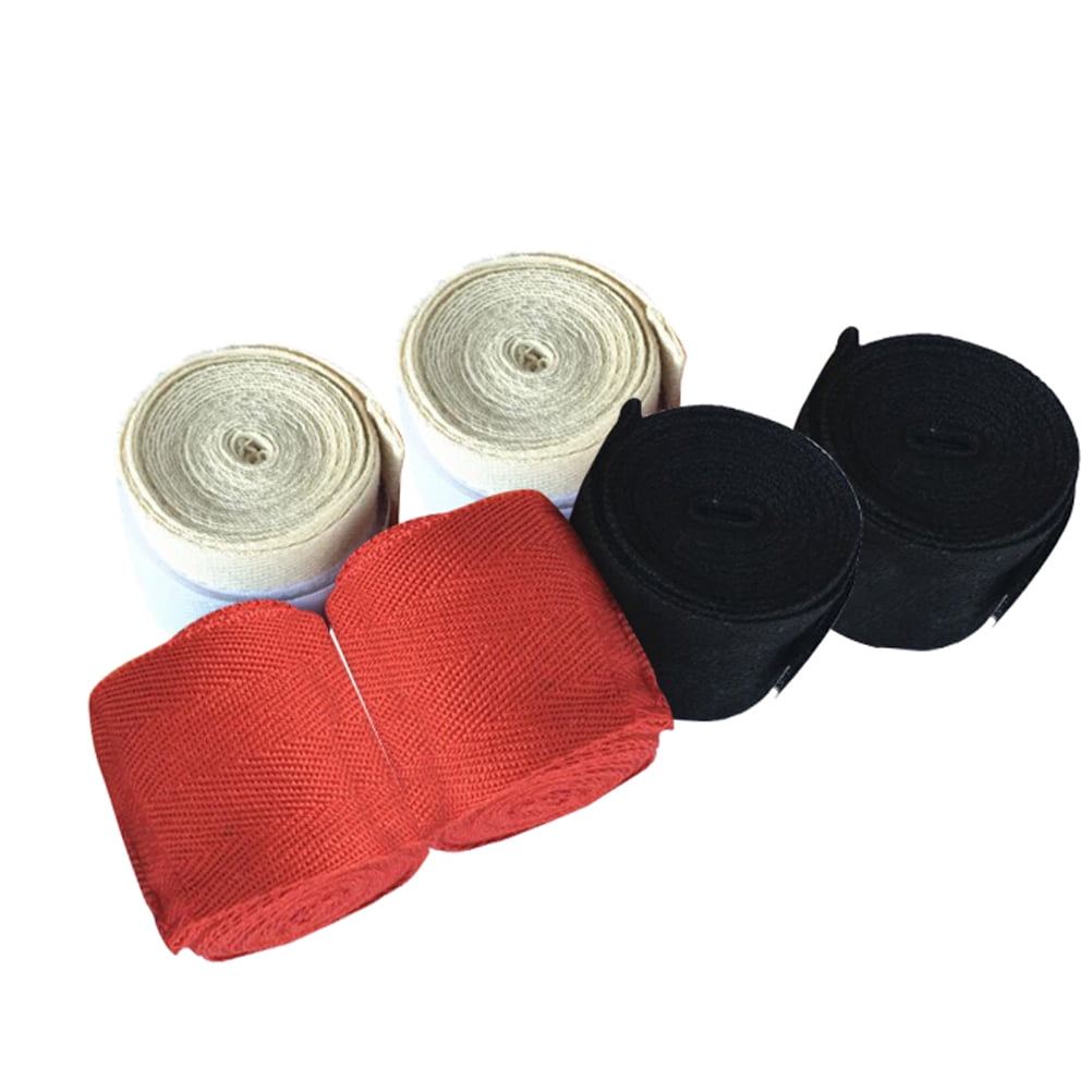 MUSEYA 6Pcs 2.5cm Width Cotton Karate Boxing Hand Wraps (White, Black and Red)