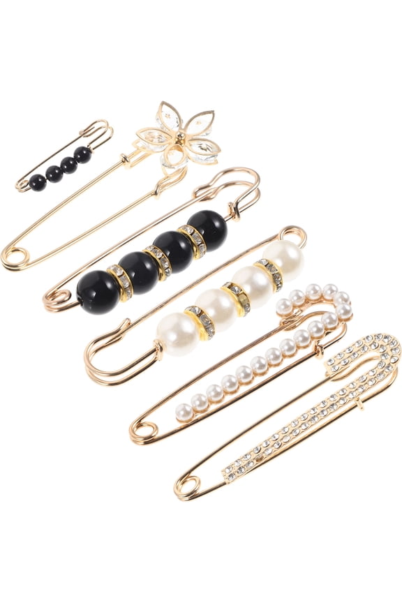 6Pcs Brooch Safety Pins for Clothing Assorted Color Clothing Fixation Imitation Pearl Special Occasions