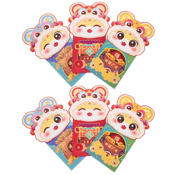 OATIPHO 6Pcs Chinese Red Envelopes for Cash Saving Featuring Lightweight Portable Design