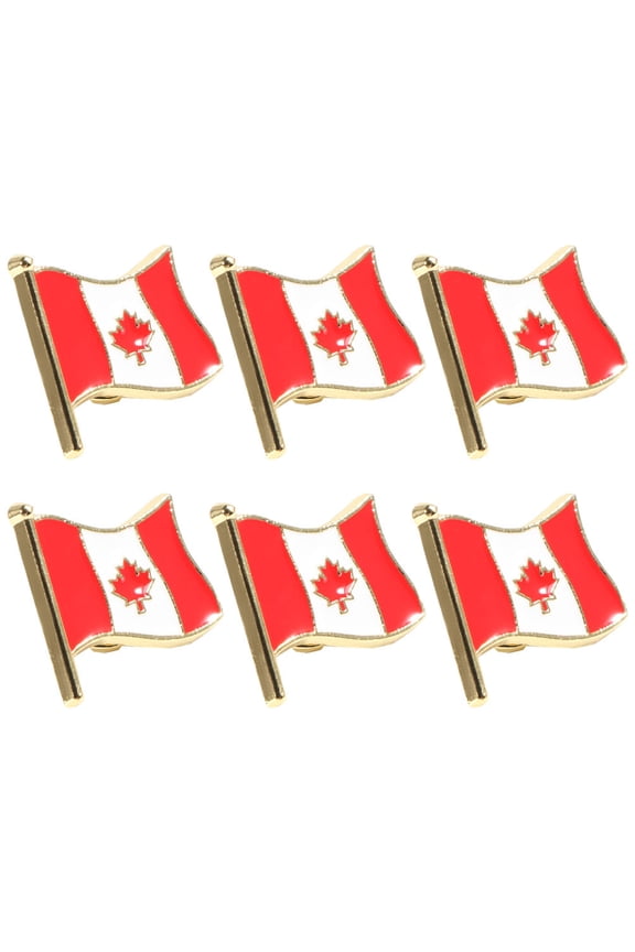 6Pcs National Flag Brooch Canada Flag Lapel Pin Compact Durable Alloy Pins for Jackets