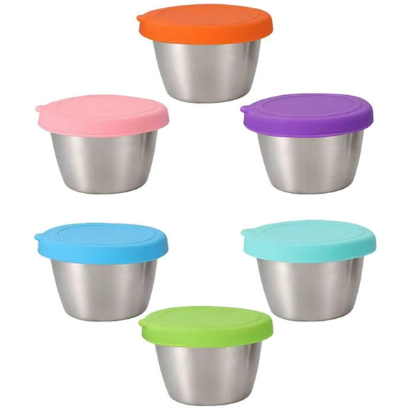 OATIPHO Condiment Cups With Lids Sauce Cups Stainless Steel 6Pcs