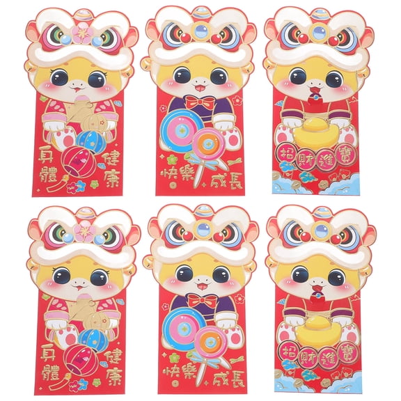 OATIPHO 6Pcs New Year Edition Red Money Envelopes Assorted Color with Flap for Secure Cash Storage