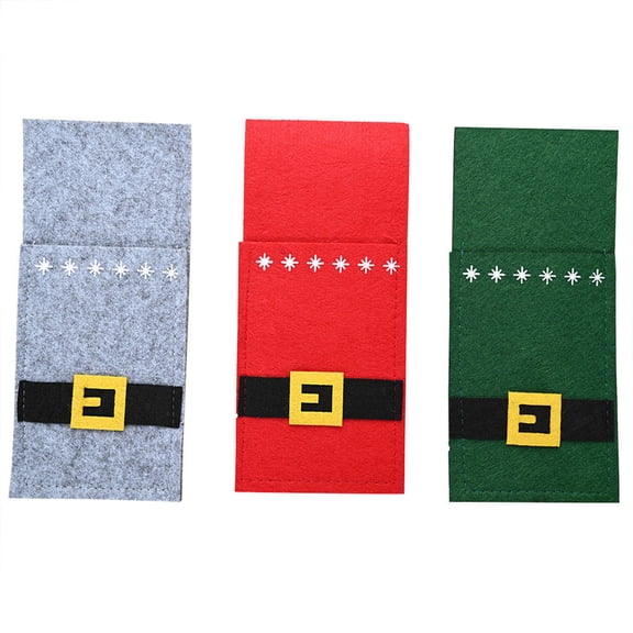 OATIPHO 6Pcs Green Silverware Bags for Christmas Festive Belt Design Cutlery Storage Pouches