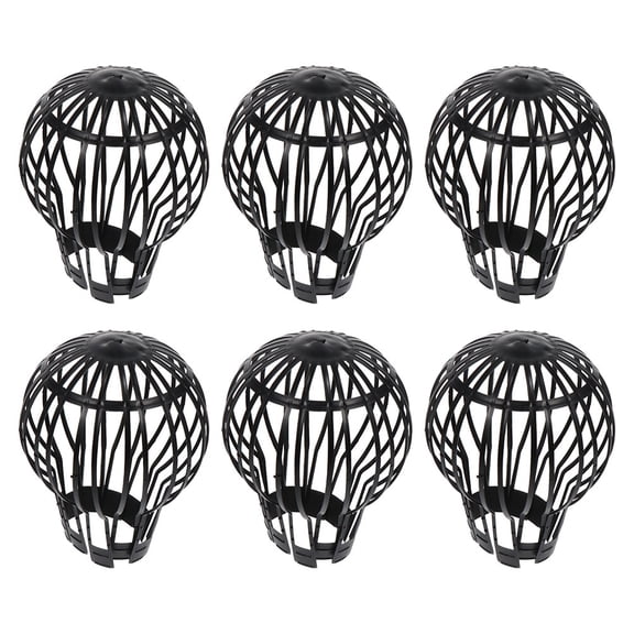 OATIPHO 6Pcs Plastic Gutter Guard Downspout Filter Black Mesh Strainer for Outdoor Roof Balcony Drain Protection