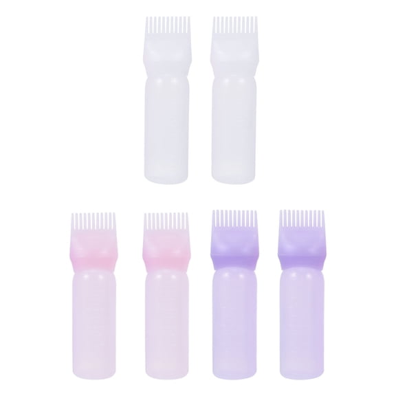 OATIPHO 6Pcs Plastic Hair Coloring Bottle with Root Comb Applicator for Hairdressing Beauty Treatments