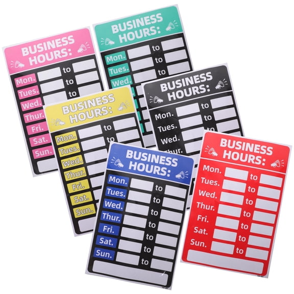 MUSEYA 6pcs Hours of Operation Board Business Hours Sign PVC Fade Proof for Shopkeepers