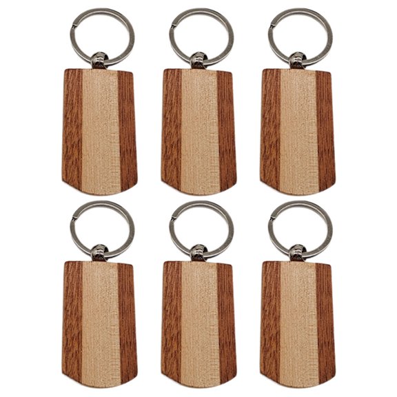 OATIPHO 6Pcs Wood Keychain Blanks Multi Color Unfinished Wooden Key Rings for DIY Creative Engraving