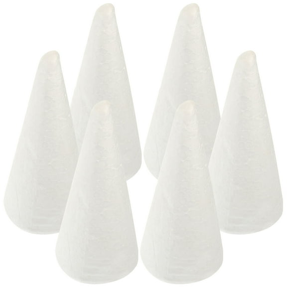 OATIPHO 6Pcs White Foam Craft Cones Smooth Finish for DIY Decoration and Adornments