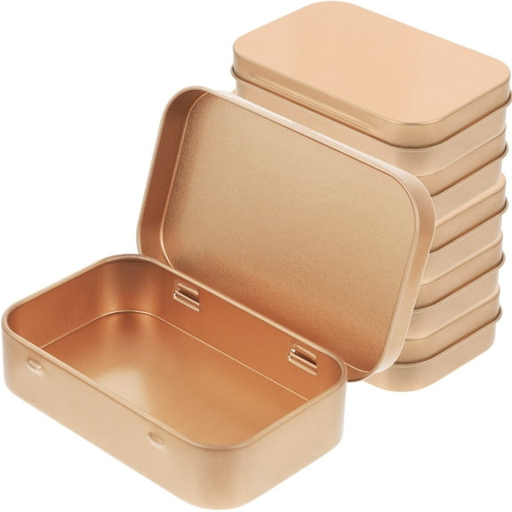 OATIPHO Tin Containers With Lids Tinplate Storage Tin Rose Gold 6Pcs 3.7X2.4X0.8