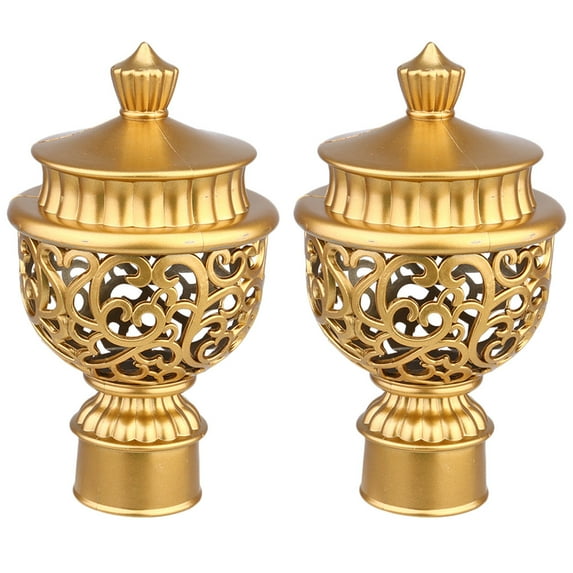 OATIPHO 6Pcs Golden Curtain Rod Fittings Decorative End Caps for Living Room Window Drapery