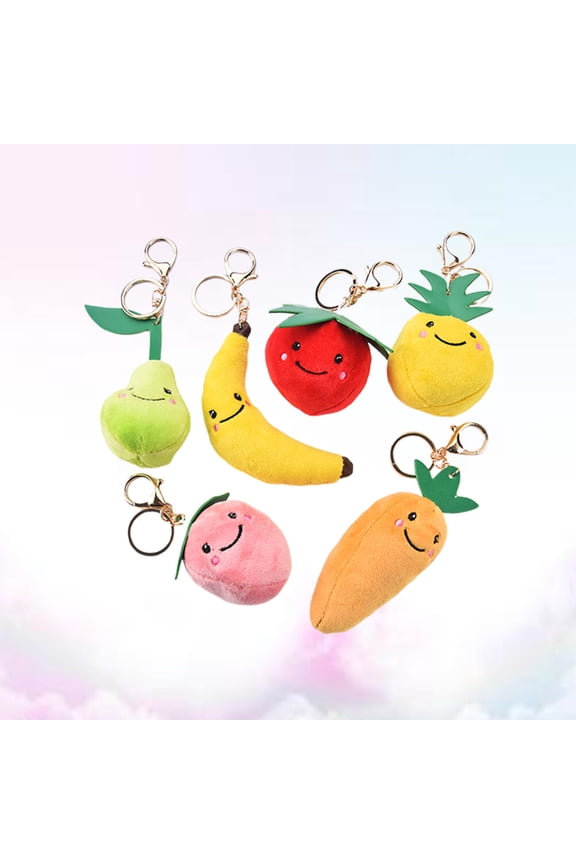 7Pcs Plush Vegetable Shaped Keychain Hanging Pendant for Bag Car Backpack Decoration