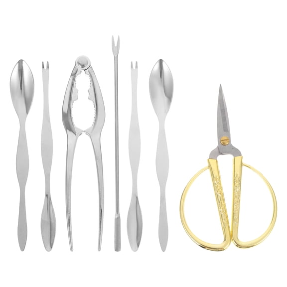 OATIPHO Crab Eating Kit Assorted Colors Stainless Steel and Zinc Alloy for Seafood