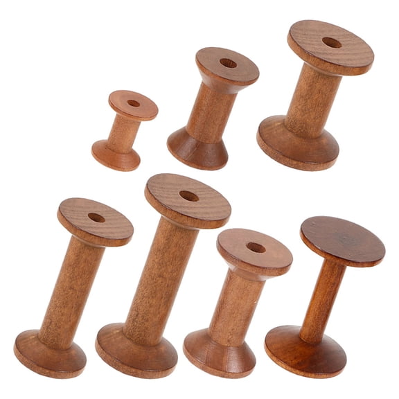 OATIPHO 7PCS Spindles Light Brown Embroidery Thread Spools for DIY Crafting and Home Use