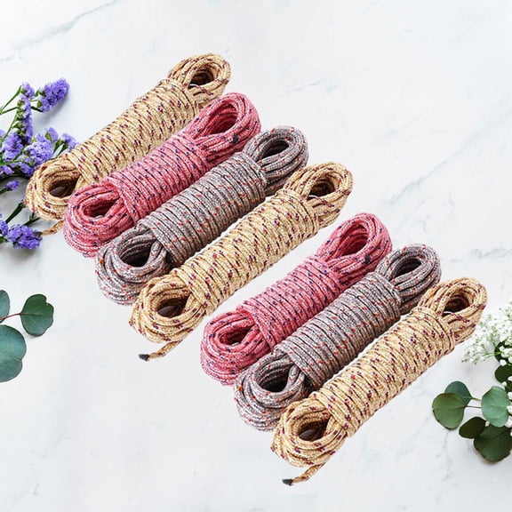 OATIPHO Braided Nylon Rope Clothesline for Camping and Fastening Assorted Color Weather Resistant 7Pcs
