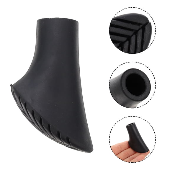 OATIPHO Wear-Resistant Crutch Sleeve Black Silicone for Hiking and Trekking 8Pcs